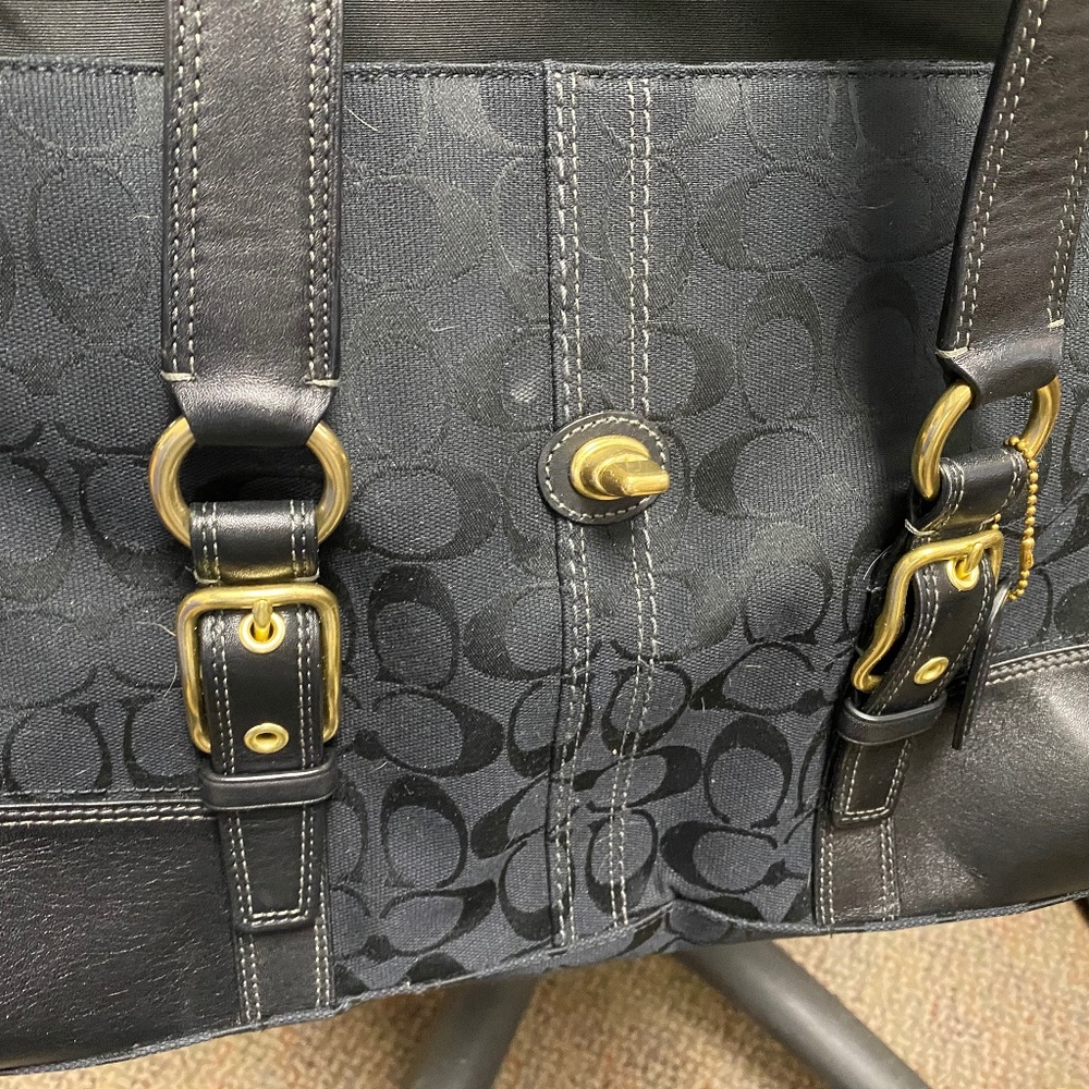 Coach Black Fabric and Leather Sachel